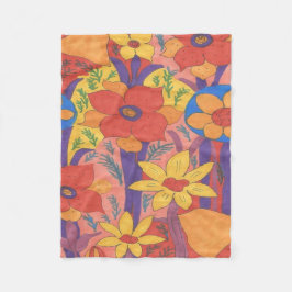 Bold Bohemian Orange Garden Print Fleecefilt
