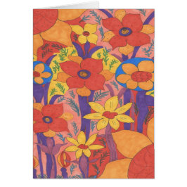 Bold Bohemian Orange Garden Print Hälsningskort