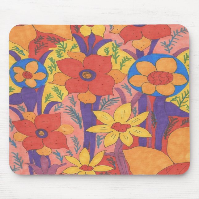 Bold Bohemian Orange Garden Print Musmatta (Framsidan)