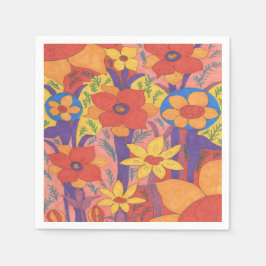 Bold Bohemian Orange Garden Print Pappersservett