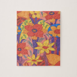 Bold Bohemian Orange Garden Print Pussel