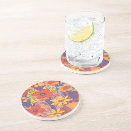 Bold Bohemian Orange Garden Print Underlägg Sandsten