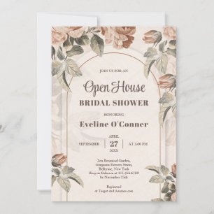 Bold boho arch teracotta ro sage open house inbjudningar