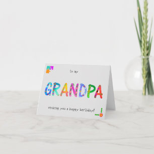 Bold Boho Birthday-mappat kort för GRANDPA