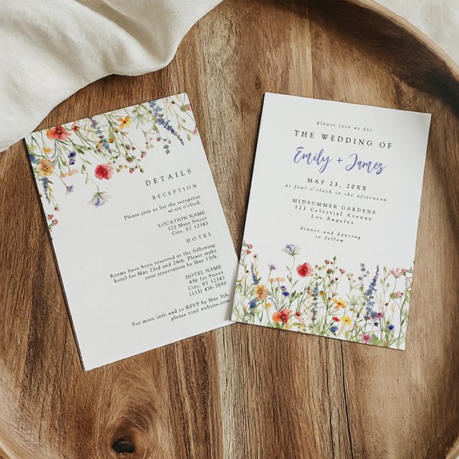 Bold Boho Wildflower All in One Wedding Inbjudningar (Skapare uppladdad)