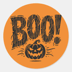 Bold Boo Pumpkin Halloween Sticker Runt Klistermärke