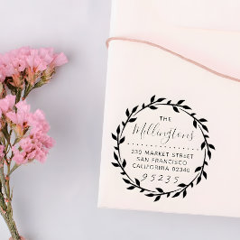 Bold botaniskt utandningsskript Namn & Returadress Självfärgande Stämpel