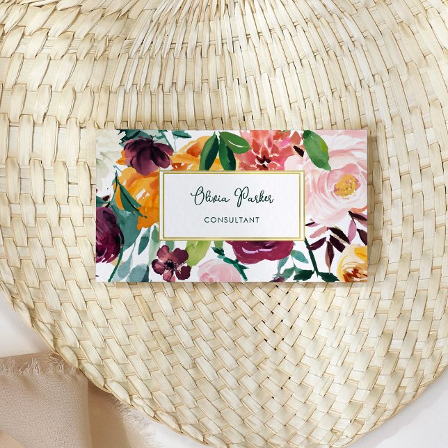 Bold Bouquet | Färgblommor och Guld Visitkort (Skapare uppladdad)