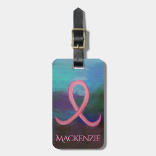 Bold Breast Cancer Awareness Rosa Ribbon Abstrakt Bagagebricka