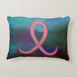 Bold Breast Cancer Awareness Rosa Ribbon Abstrakt Prydnadskudde