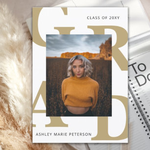 Bold brev Classy Photo Studenten-inbjudan Inbjudningar