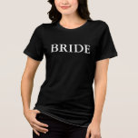 Bold Bride T-Shirt – Wedding Day Statement Tee<br><div class="desc">Celebrate your big day in style with this bold BRIDE statement T-shirt — perfect for bridal showers, bachelorette parties, and wedding morning prep. Make it yours by customizing the text color, font style, and shirt size to match your vibe. This tee is available in a wide range of colors and...</div>