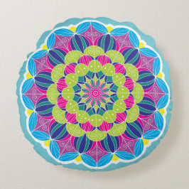 Bold Bright-Funky Neon Mandala Rund Kudde