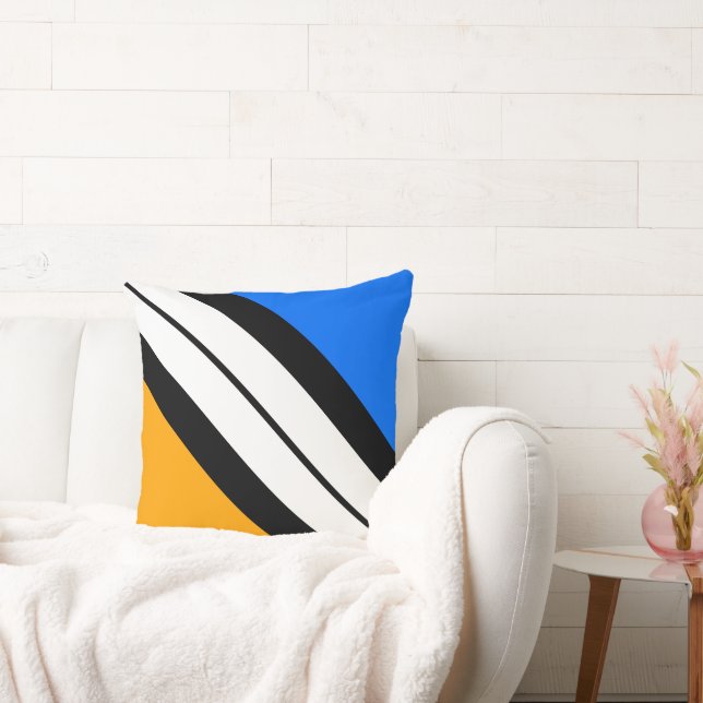 Bold Bright Gult Blue Black White Tävla Rand Kudde (Soffa)