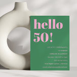 Bold Bright Modern Retro Rosa Grönt 50:e födelseda Inbjudningar<br><div class="desc">Bold Bright Modern Retro Rosa Grönt 50:e födelsedagsinbjudan</div>