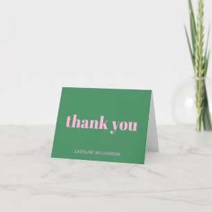 Bold Bright Modern Retro Rosa Grönt Birday Tack Kort