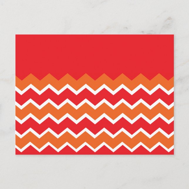 Bold Bright Orange Red Chevron Zigzag Mönster Vykort (Framsida)