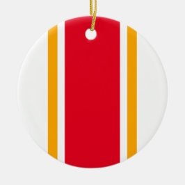 Bold Bright Red Gult White Sporty Tävla Rand Julgransprydnad Keramik