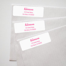 Bold Bright Rosa Family Namn Retur-adressetikett