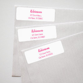 Bold Bright Rosa Family Namn Retur-adressetikett Returadress Etikett