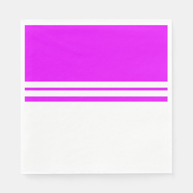 Bold Bright Rosa White Färg Block Tävla Rand Pappersservett (Framsidan)