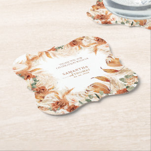 Bold Bright Terracotta Boho Bröllop Tack Underlägg Papper