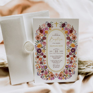 Bold & Bright Wildblomme Garden Wandedeandebaptism Inbjudningar