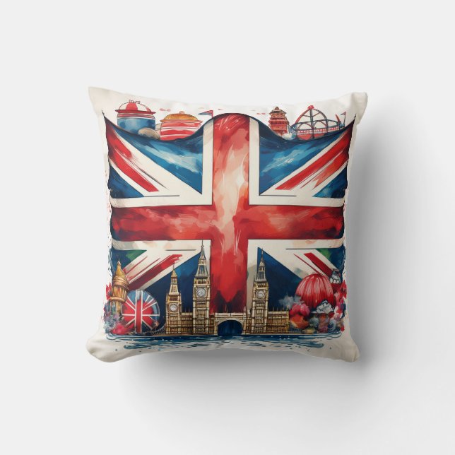 Bold British Union Jack Design Cushion Kudde (Framsida)