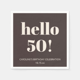 Bold Brown Cream Modern Chic 50th Birthday Party Pappersservett