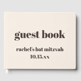 Bold Brown Cream Modern Custom Cute Bat Mitzvah Gästböcker