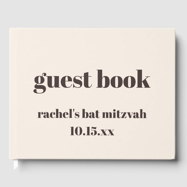 Bold Brown Cream Modern Custom Cute Bat Mitzvah Gästböcker (Framsida)
