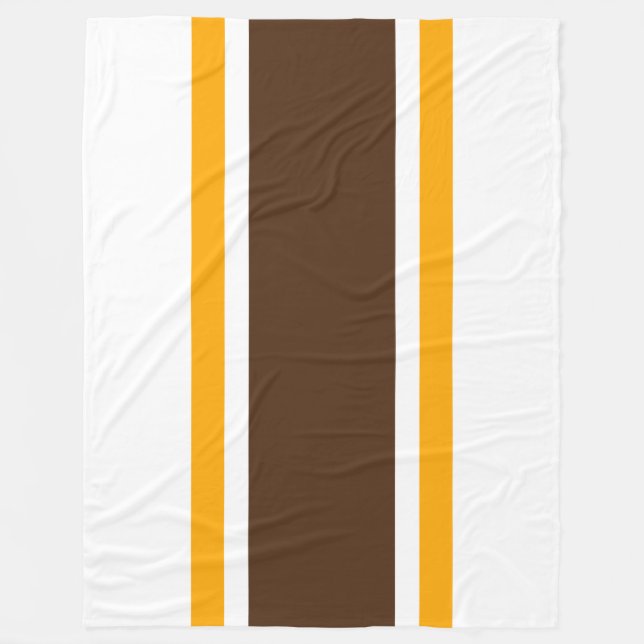 Bold Brown Gult Tävla Rand White Background Fleecefilt (Framsidan)