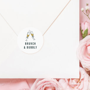 Bold Brunch & Bubly Faux Guld Glitter Champagne Runt Klistermärke