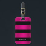 Bold Brushed Shock rosa Metall & Black Rand Bagagebricka<br><div class="desc">Den här moderna märkrn för bagagepåsar har ett fet svart rand över borstad metall med plats för din egen personliga text! Klicka på anpassningsknappen om du vill ha mer flexibilitet när du ändrar/lägger till text och utformar inslag! Det finns både variationer i denna design och samordnade produkter i vår butik,...</div>