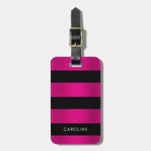 Bold Brushed Shock rosa Metall & Black Rand Bagagebricka