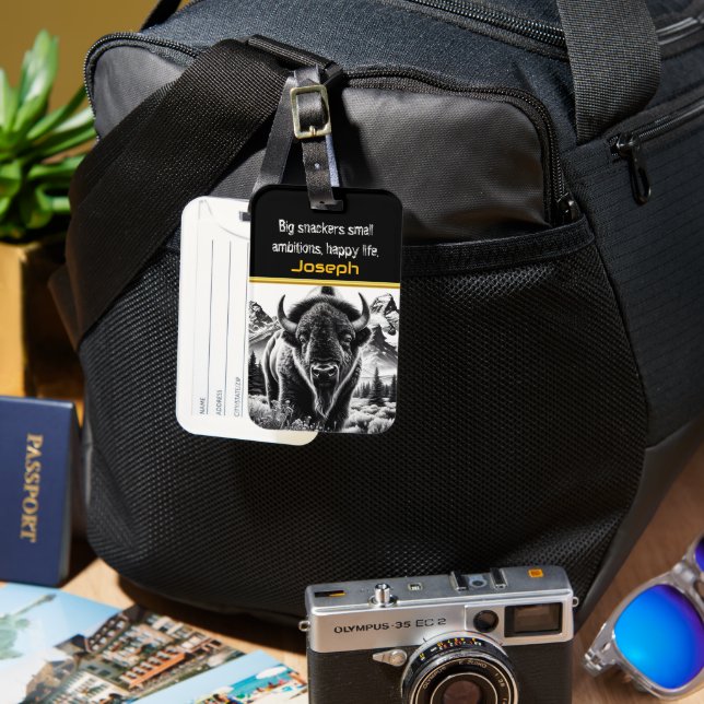 Bold Buffalo mot berget Bagagebricka (Framsida & Baksida)