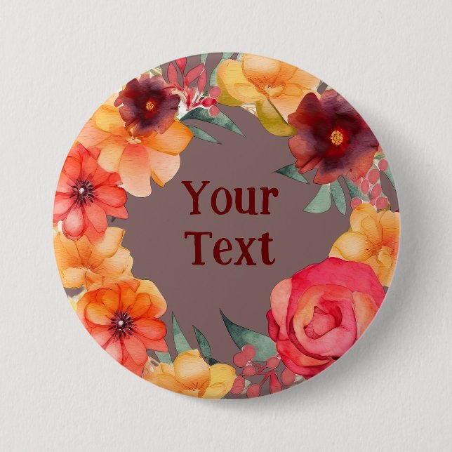 Bold Burgundy Flower WANSELLAR Påstående Biet Knapp (Framsida)