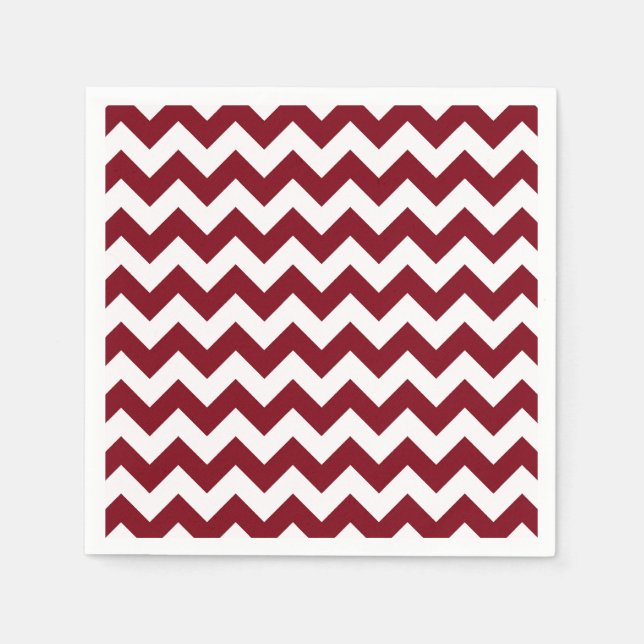 Bold Burgundy Vin & White Chevron Zig-Zag Mönster Pappersservett (Framsidan)