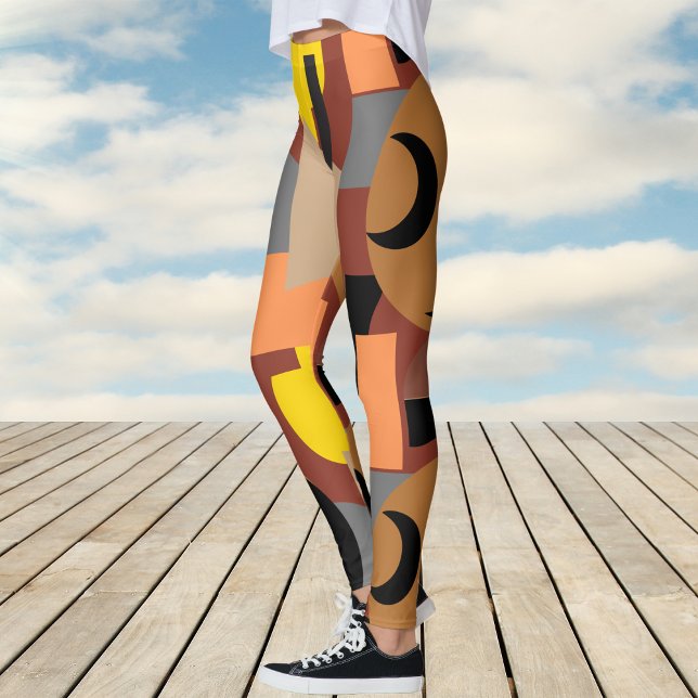 Bold Burnt Umber Colorful Abstrakt Mönster Leggings (Bold Burnt Umber Colorful Abstract Pattern Leggings)