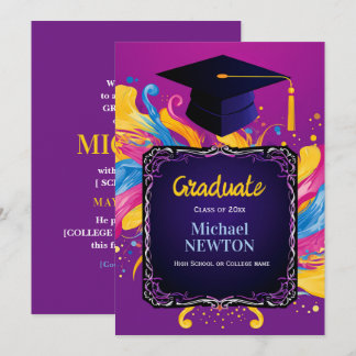 Bold Burst Custom Graduation Announcement Inbjudningar