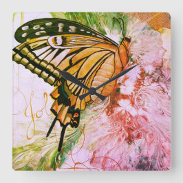Bold Butterfly Fyrkantig Klocka