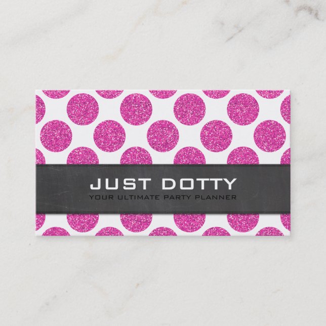 BOLD CARD polka dots-chalkboard shock rosa glitter Visitkort (Framsida)