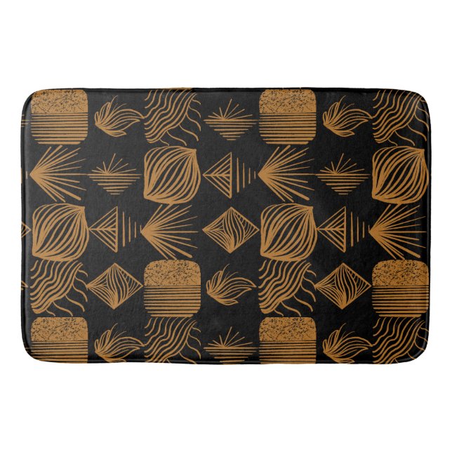 Bold Caribbean Tribal Mudcloth: Black, Guld Badrumsmatta (Framsidan)