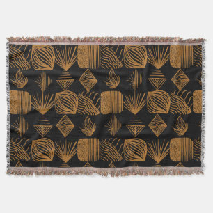 Bold Caribbean Tribal Mudcloth: Black, Guld Filt