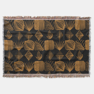 Bold Caribbean Tribal Mudcloth: Black, Guld Filt