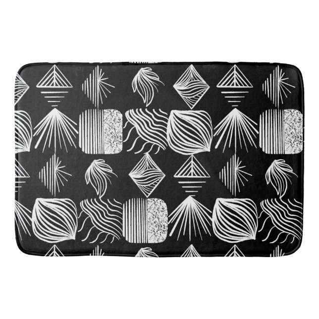 Bold Caribbean Tribal Mudcloth - Black & White Badrumsmatta (Framsidan)