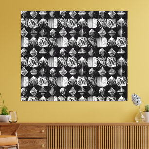 Bold Caribbean Tribal Mudcloth - Black & White Canvastryck
