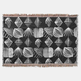 Bold Caribbean Tribal Mudcloth - Black & White Filt