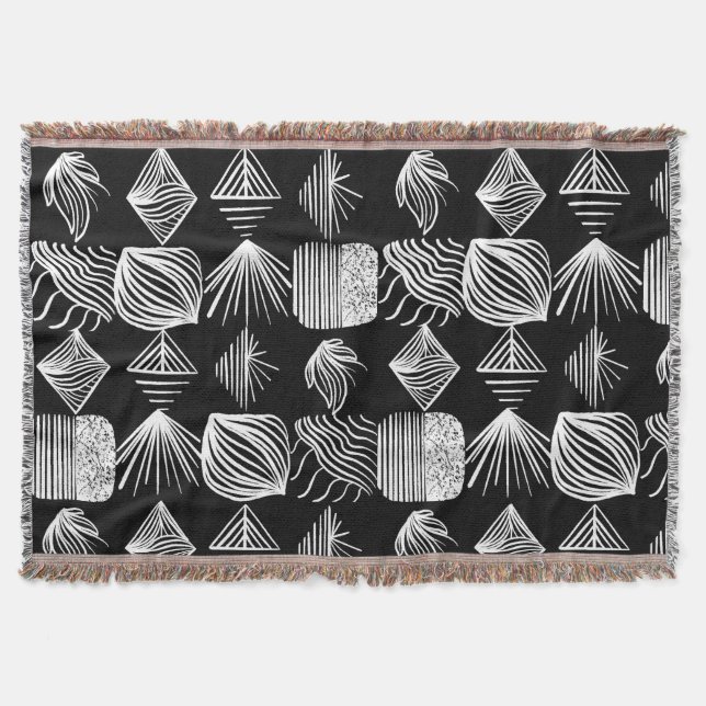 Bold Caribbean Tribal Mudcloth - Black & White Filt (Framsidan)