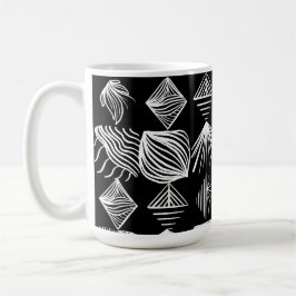 Bold Caribbean Tribal Mudcloth - Black & White Kaffemugg